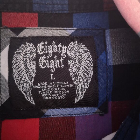 2 / $30.00 - Eighty Eight Men's Size Large Plaid Straight Fit Casual Shirt - Picture 3 of 8